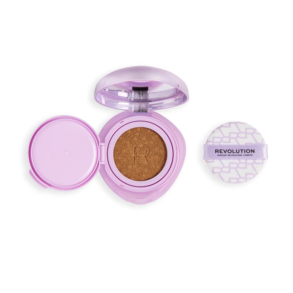 Revolution Superdewy Cushion Foundation Medium Tan Neutral, vloeibare foundation met dewy finish