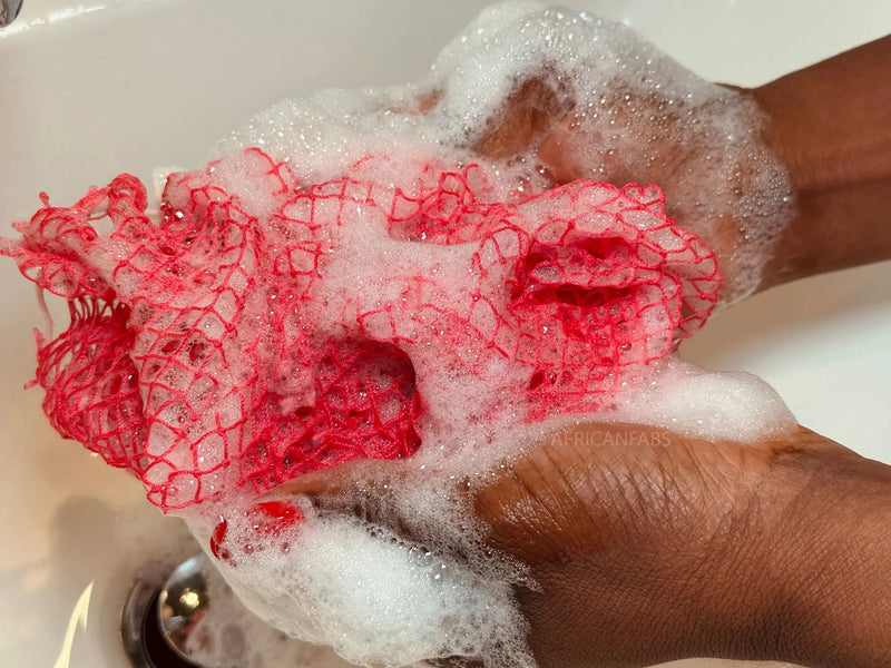 African Fabs African Net Sponge Sapo Pastel Pink