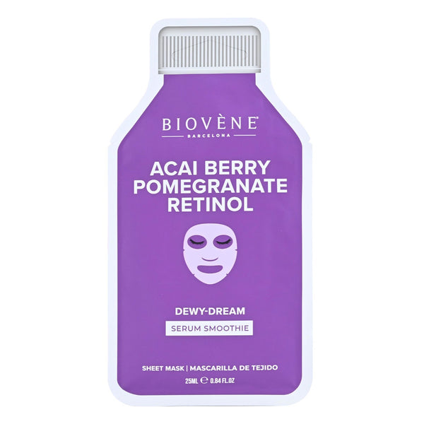 Biovene Acai + Retinol Dewy Dream! Smoothie Serum Sheet Mask With Anti Aging Retinol, Acai And Pomegranate