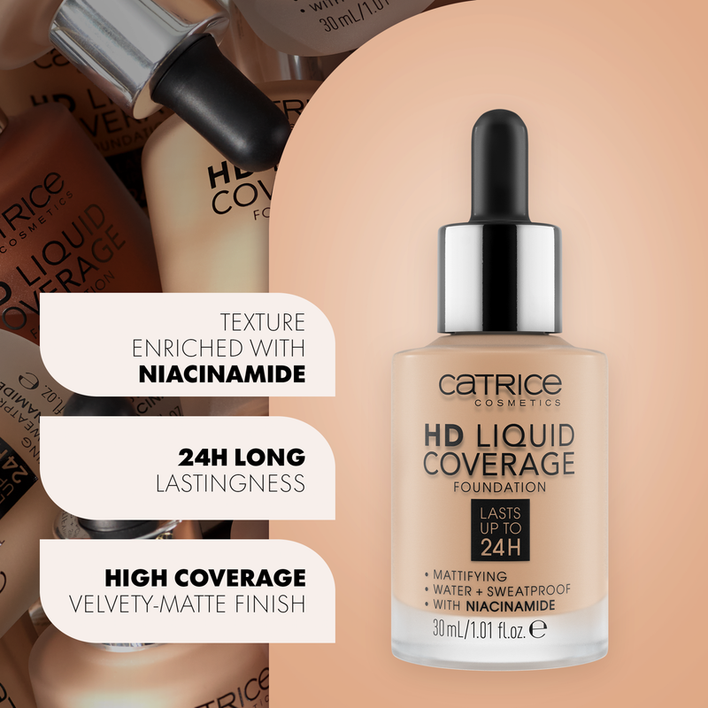 Catrice HD Liquid Coverage Foundation 010 Light Beige, vloeibare foundation met hoge dekking, foto 5 van 7