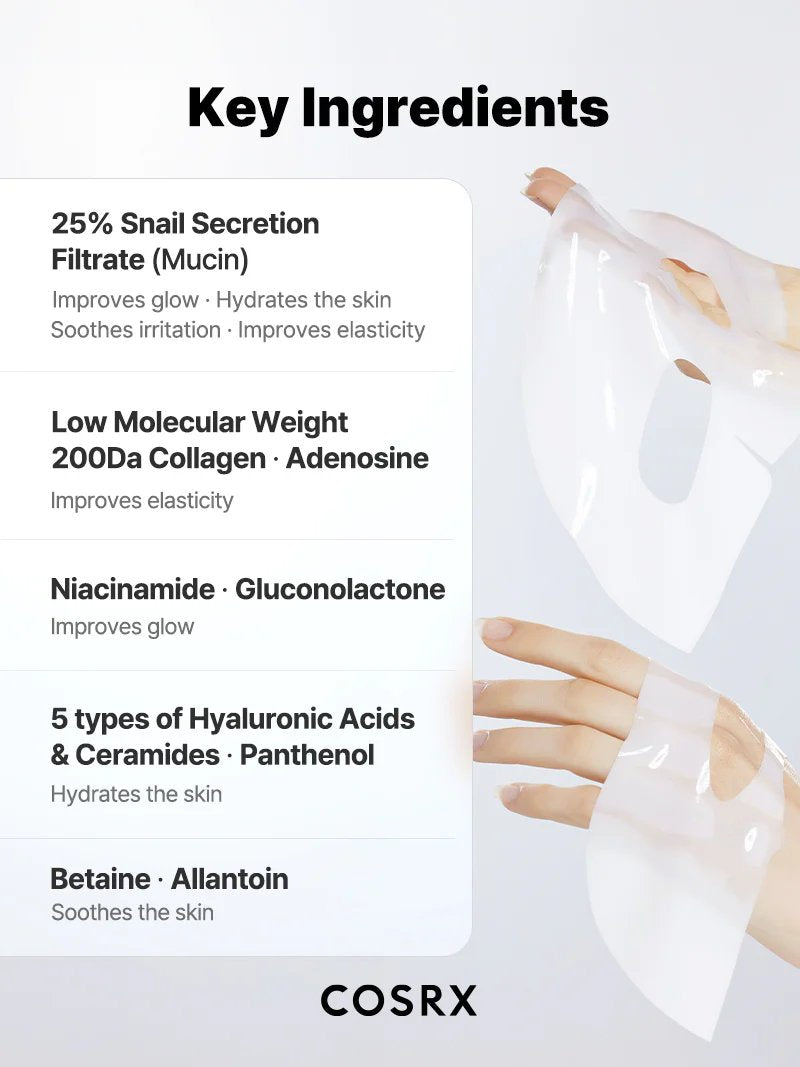 COSRX Advanced Snail Mucin Glass Glow Hydrogel Mask 3-Pack