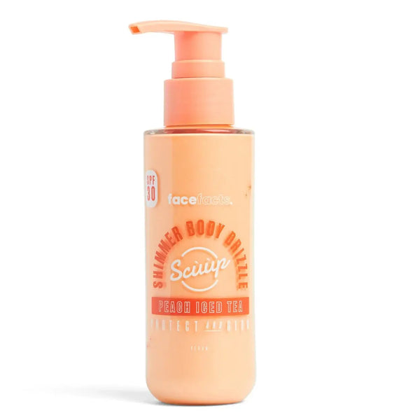 Face Facts Scuup Peach Iced Tea SPF30 Shimmer Body Drizzle