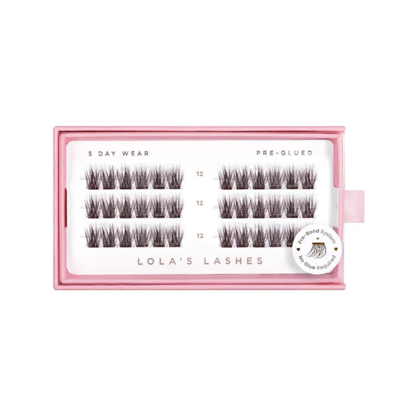 Lola's Lashes Pre-glued Lashes Soft Wisp Brown 12mm, pre-glued wimperclusters in donkerbruin