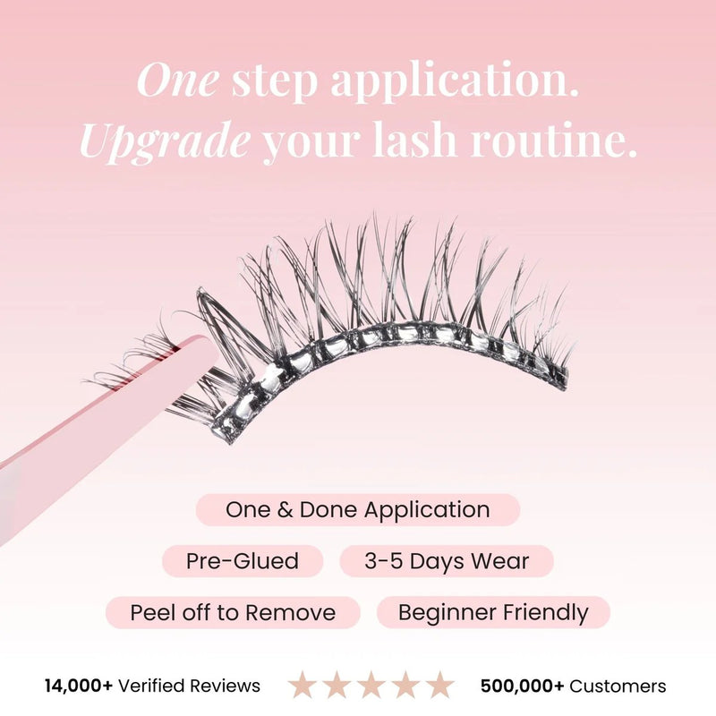 Lola's Lashes Tapered Flick Pre-glued Half Lashes Set, voorgelijmde halve nepwimpers met applicator
