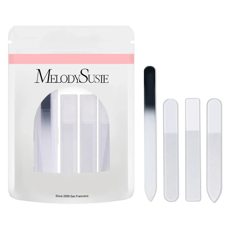 MelodySusie Double Sided 360 Grit Glass Nail File Set 4Pcs