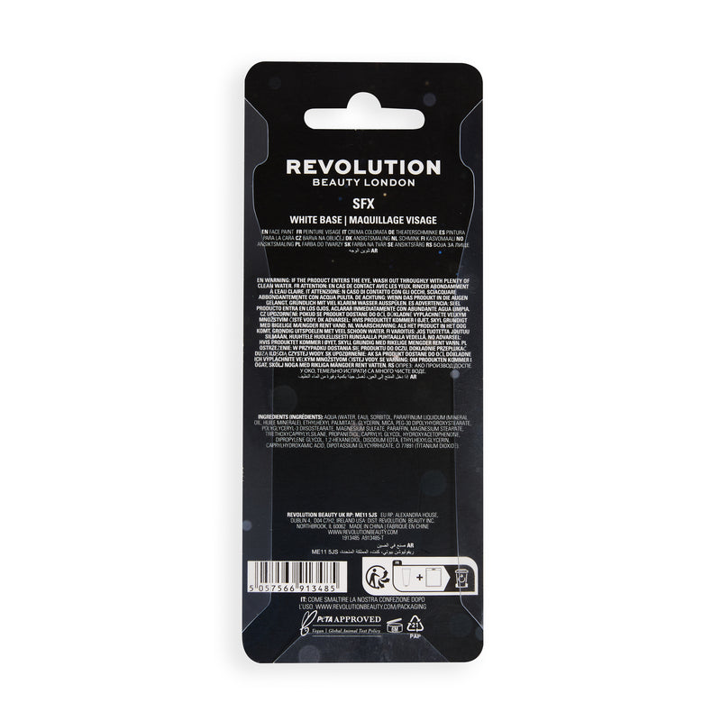 Dos de l'emballage SFX White Base Foundation avec la liste des ingrédients