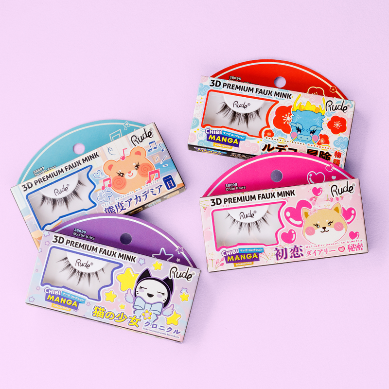 Rude Cosmetics Chibi Manga Collection 3D Faux Mink Lashes Mystic Kitty, nepwimpers voor een anime-look, foto 3 van 5