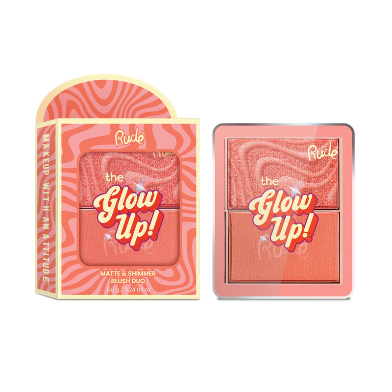 Rude Cosmetics The Glow Up! Matte & Shimmer Blush Duo Warm Ginger, duo blush