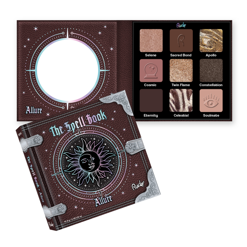 Rude Cosmetics The Spell Book Collection Palette Allure, oogschaduwpalette met diverse tinten