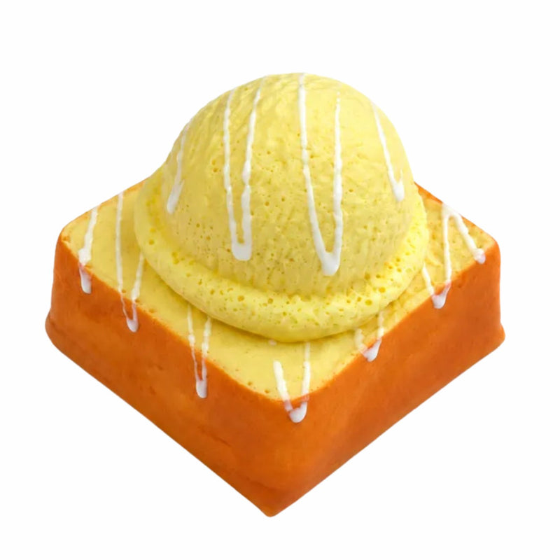 Squishy Ice Cream On Toast Squishy Yellow, squishy in de vorm van een ijstoast met gele accenten