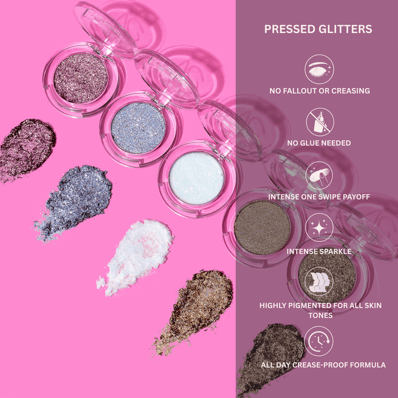 Vani Cosmetics Pressed Glitter Moonlight, holografische zilveren oogschaduw, foto 5 van 7
