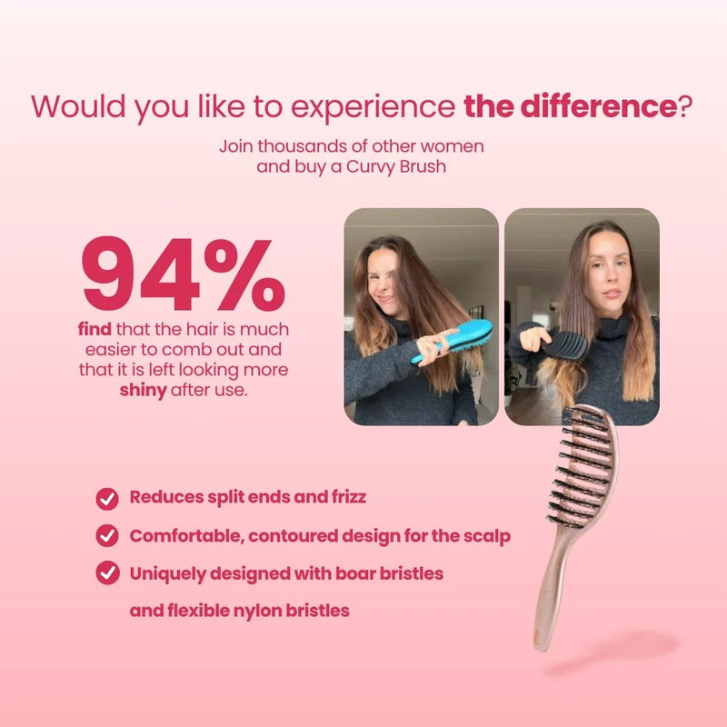 Yuaia Haircare Curvy Brush with Boar Bristles Shiny Pink, haarborstel met varkensharen, foto 6 van 7