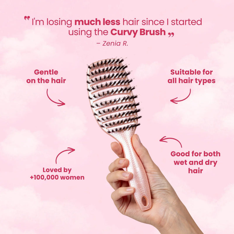 Yuaia Haircare Curvy Brush with Boar Bristles Soft Espresso, borstel voor glanzend haar, foto 8 van 8