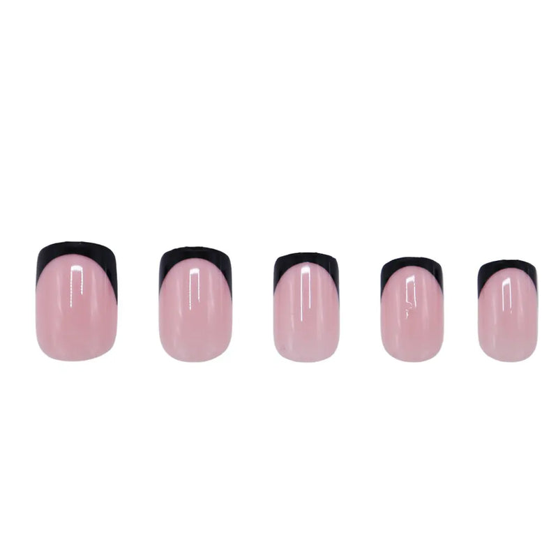 Boozyshop Press On French Nails Black / Pink