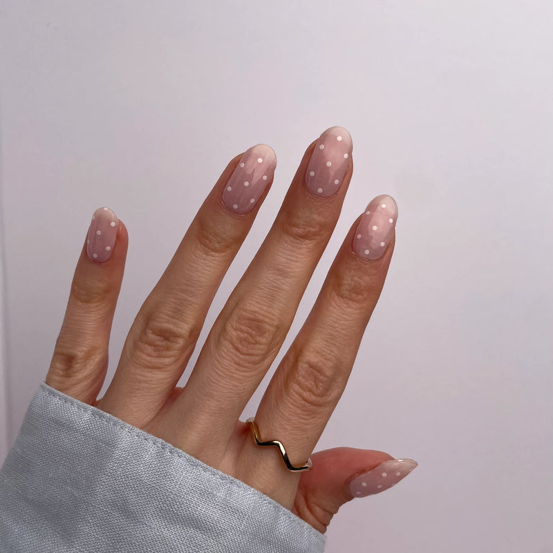 Nailo gellak stickers Dotty Darling, lichtroze met witte stipjes
