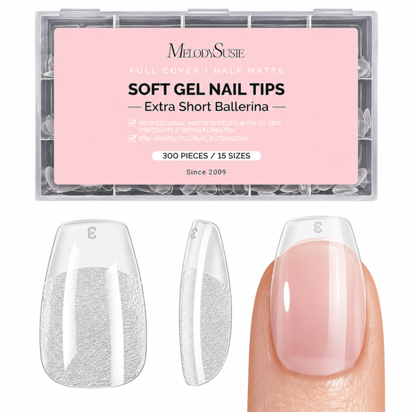 Full Cover Soft Gel Nail Tips Extra Short Ballerina 300pcs