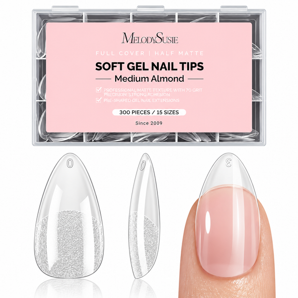 Full Cover Soft Gel Nail Tips Medium Almond 300pcs