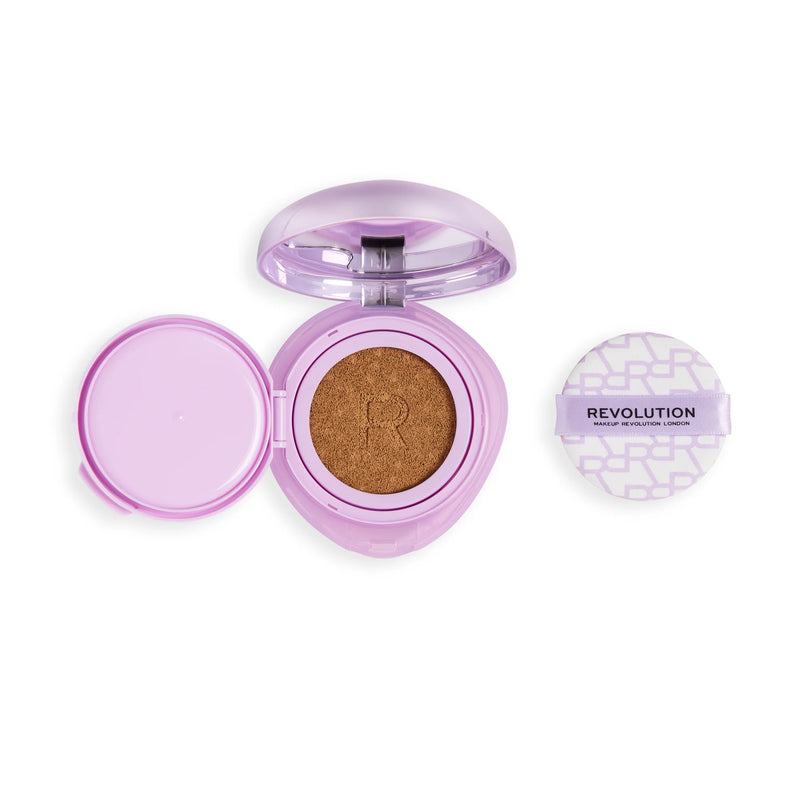 Revolution Superdewy Cushion Foundation Medium Tan Neutral, vloeibare foundation met dewy finish