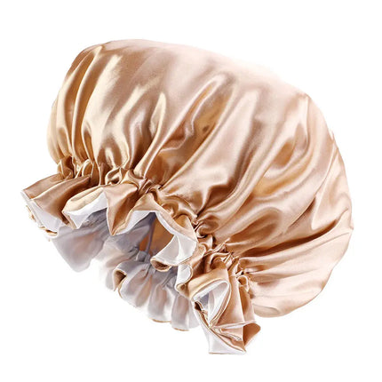 African Fabs Khaki Satin Hair Bonnet Reversable