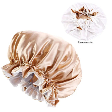African Fabs Khaki Satin Hair Bonnet Reversable