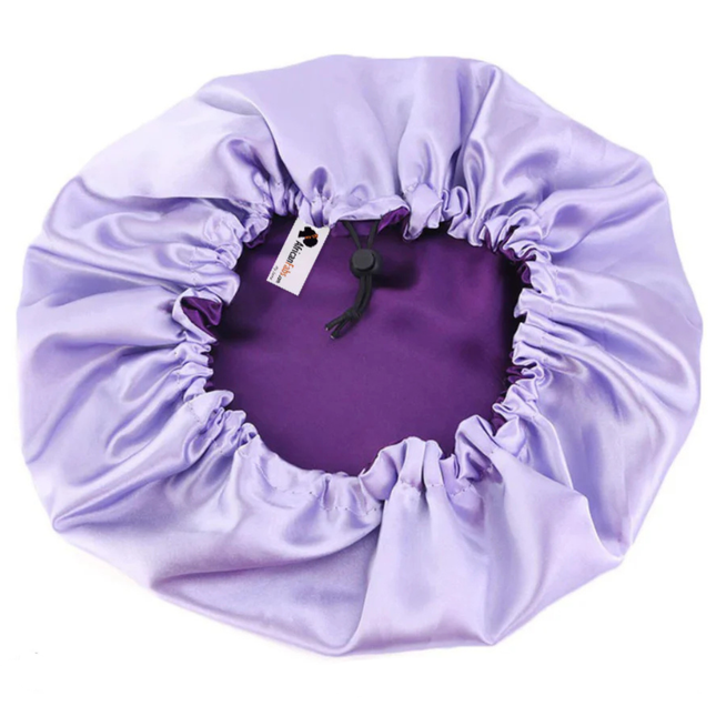 African Fabs Purple Satin Hair Bonnet Reversable