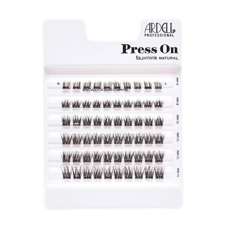 Ardell Press On Lash Fauxmink Natural 60pcs, voorgelijmde wimperclusters voor een natuurlijke look.