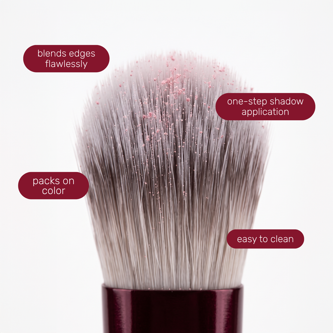 Tête du Boozyshop Flawless Blending Shader Brush avec des étiquettes de texte sur son utilisation