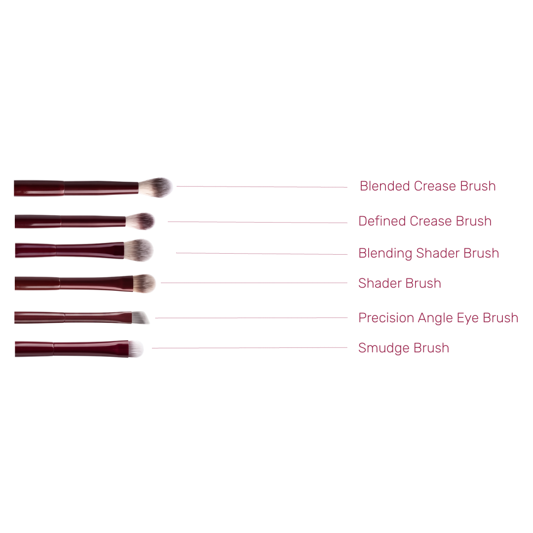 Boozyshop Flawless Eye Set, een set met zes make-up kwasten voor de ogen met synthetische haren.