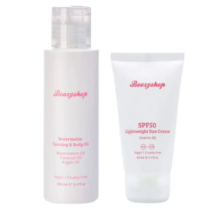 Boozyshop Tanning Oil + SPF50 Lightweight Sun Cream Set