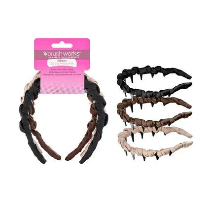 Brushworks Ribbon Zig Zag Headbands 3 Pack
