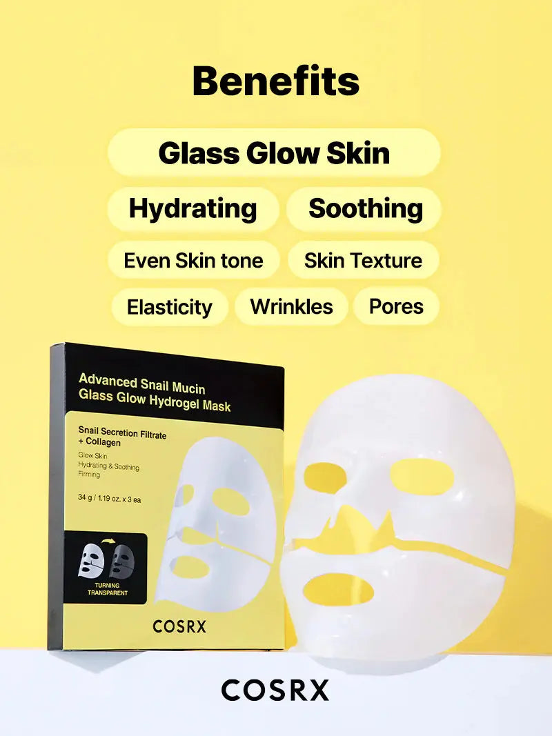 COSRX Advanced Snail Mucin Glass Glow Hydrogel Mask 3-Pack