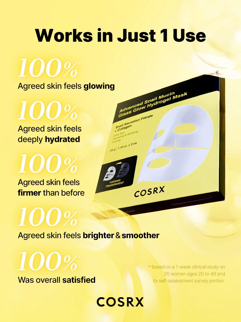 COSRX Advanced Snail Mucin Glass Glow Hydrogel Mask 3-Pack
