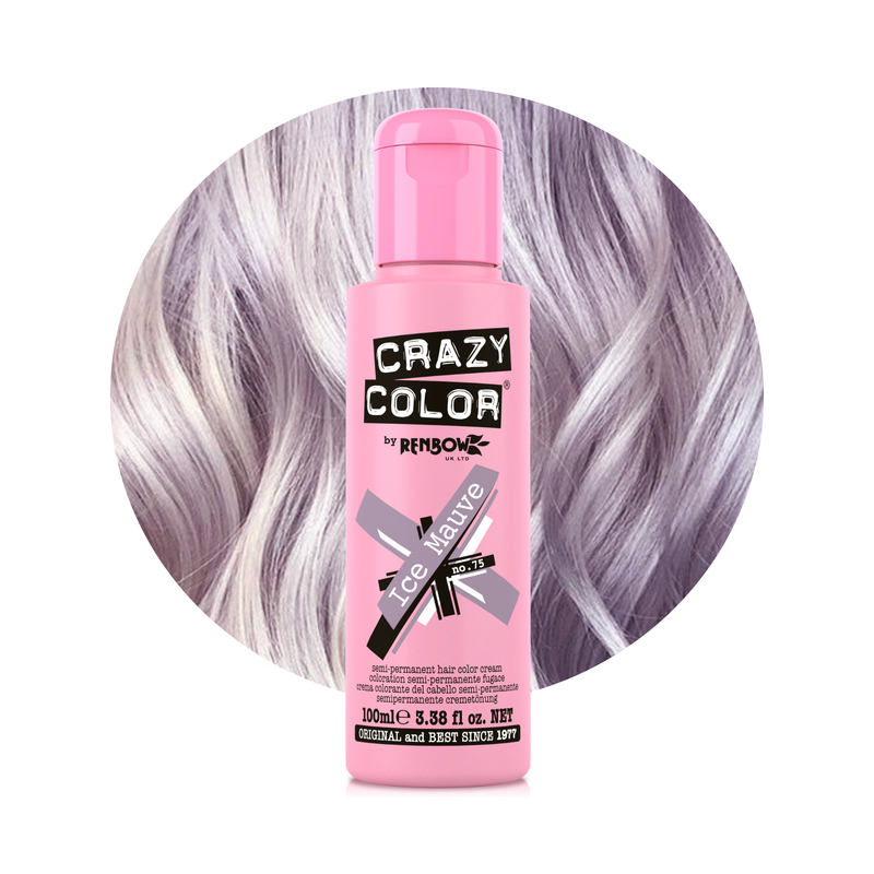 Crazy Color 75 Ice Mauve, semi-permanente haarverf in metallic violet