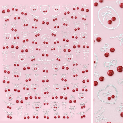 Daily Charme 3D Embossed Nail Art Sticker Cherry Crush
