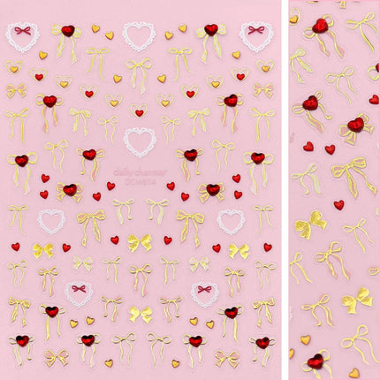 Daily Charme Valentine Bejeweled Nail Art Sticker Lovely Fairy Bows