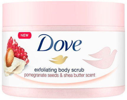 Dove Exfoliating Body Polish Scrub for Silky Soft Skin Pomegranate & Shea Butter