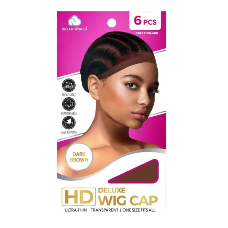 Dream World Wig Cap Hd 6pcs Brown #dre097hd 6br