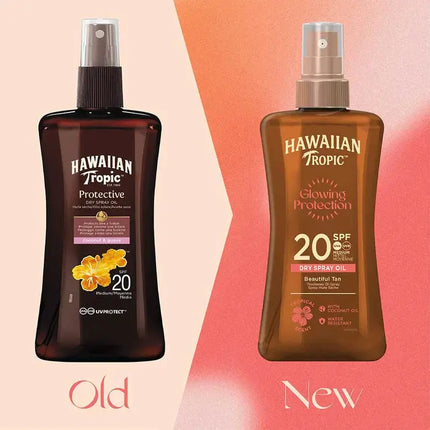 Hawaiian Tropic Glowing Protection Sunscreen Dry Oil Gel Water Resistant SPF 20