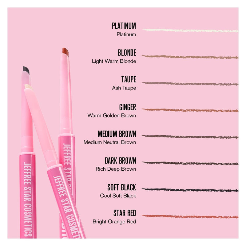 Jeffree Star Cosmetics Brow Designer Brow Pencil Star Red, wenkbrauwpotlood met schuine tip