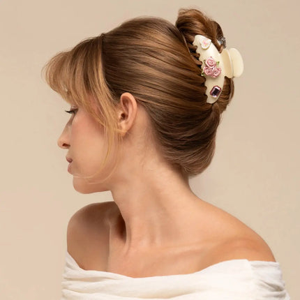 Kitsch KitschPop Charms & Curved Claw Clip Set Pearlized Cream