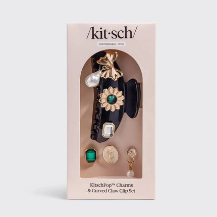 Kitsch KitschPop Charms & Curved Claw Clip Set Vintage Black