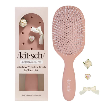 Kitsch KitschPop Paddle Brush & Charm Set Terracotta