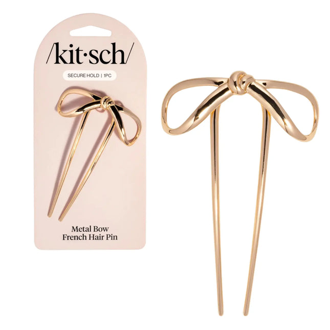 Kitsch Metal Bow French Hair Pin Gold