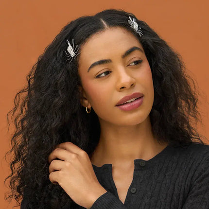 Kitsch Metal Rhinestone Hair Clips Spider