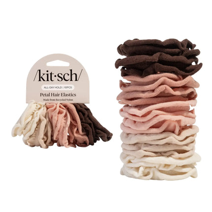 Kitsch Recycled Fabric Petal Hair Elastics Set Blush
