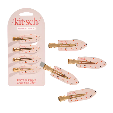 Kitsch Recycled Plastic Creaseless Clips 4pc Set Cherry Print