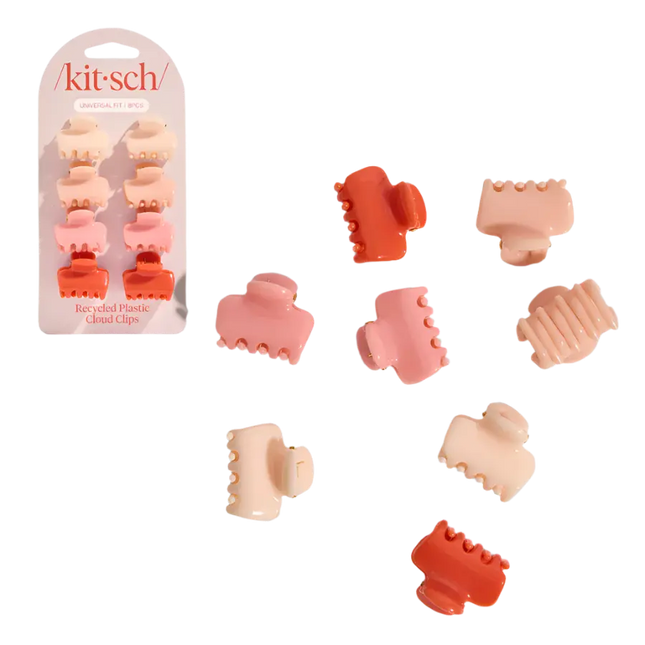 Kitsch Recycled Plastic Mini Cloud Clips 8pc Set Assorted Cherry Blossom
