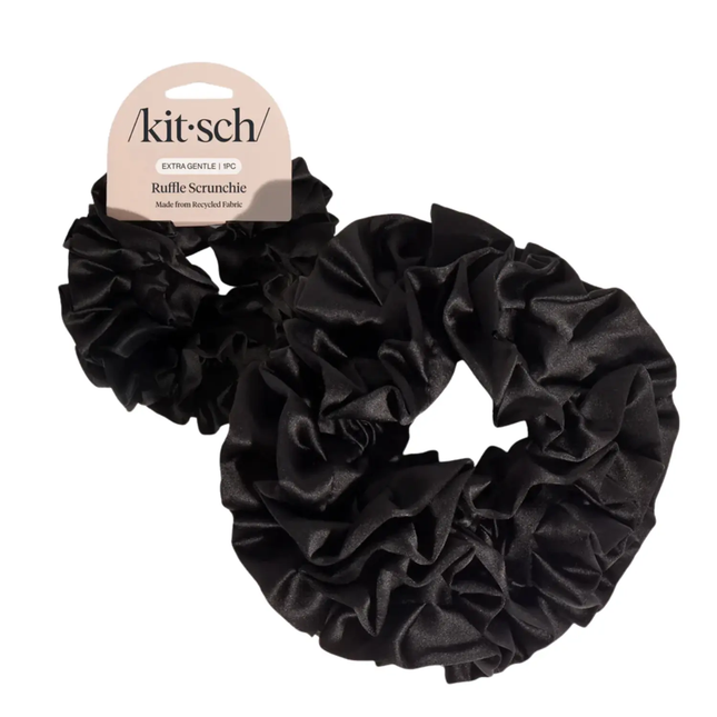Kitsch Ruffle Scrunchie Black