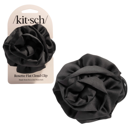 Kitsch Satin Rosette Flat Cloud Clip Black