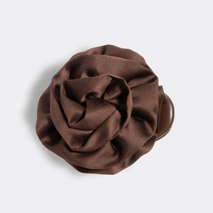 Kitsch Satin Rosette Flat Cloud Clip Chocolate